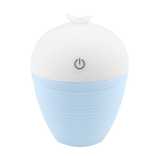 Happy-top Mini Portable USB Humidifier 120ML Wish Bottle Ultrasonic Humidifier Cool Mist Air Purifier with LED Light Touch switch Aroma Diffuser for Car Home Bedroom Office (Blue) - B06XRXM6RM